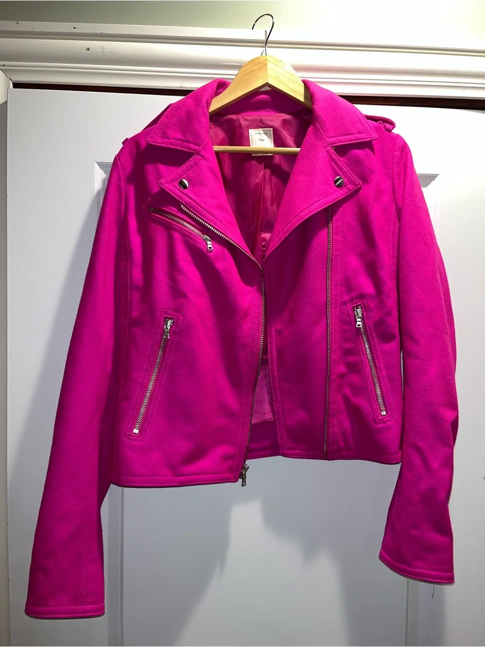 Women’s Gap Hot Pink Wool Moto Jacket Small-tall